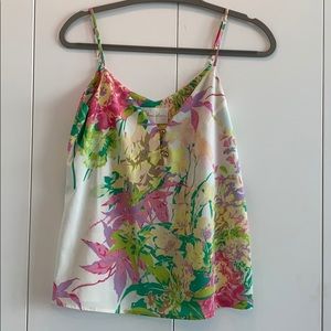 floral tank with gold bottoms